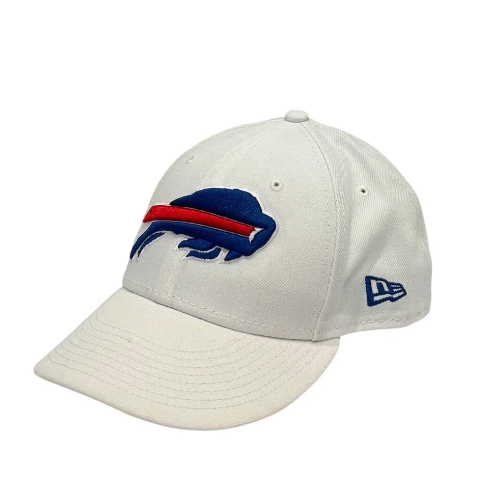 New Era Buffalo Bills Fitted Hat Mens 7 3/8 White NFL 59FIFTY Embroidered Logo